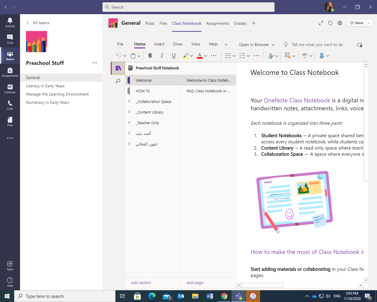 Class OneNote Screenshot 1