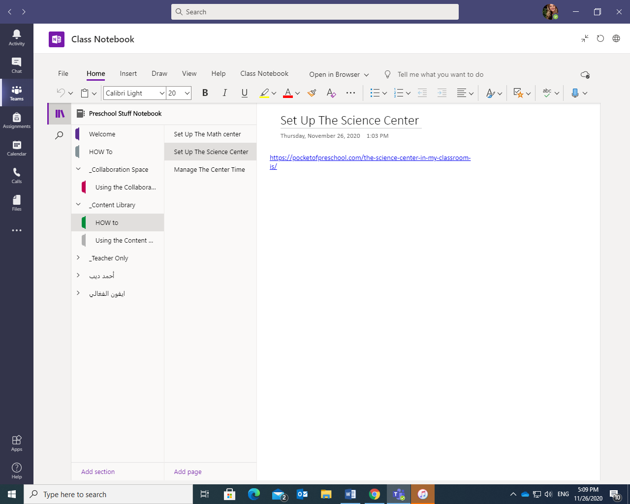 Class OneNote Screenshot 2