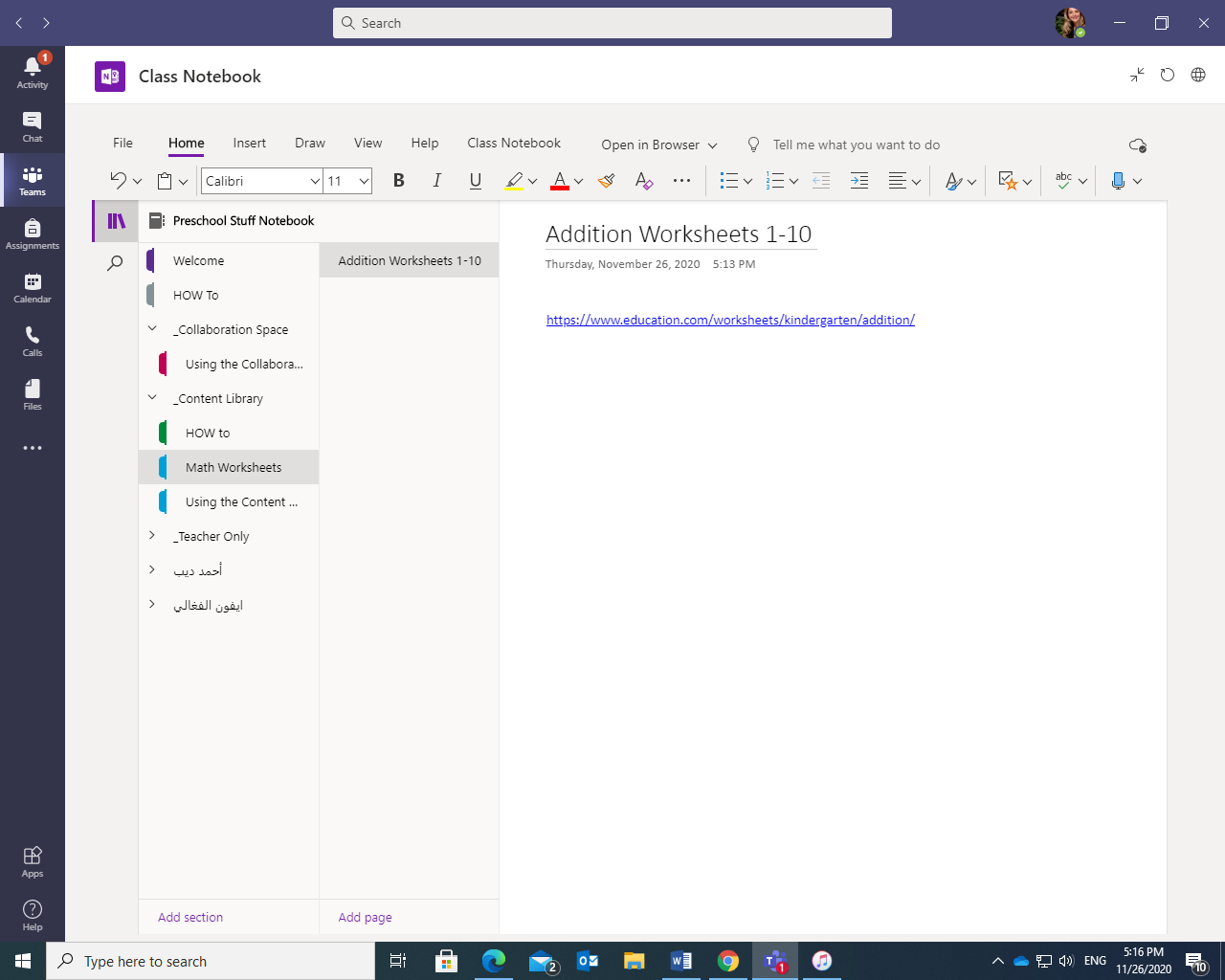 Class OneNote Screenshot 4